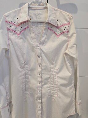 Rock 47 by Wrangler Western Shirt with Rhinestone snaps, Women's L